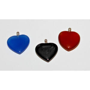 Vintage Sterling Silver Heart Pendant Lot Blue Black Amber Glass Enamel Charms